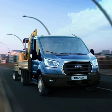 Ford Transit Ladvogn 2019 Eksterioer Lyseblaa Kran Leasing